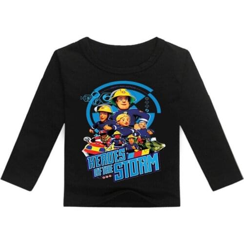 Leisure 2-12 Years Spring Auturn Girl Clothes Fireman Boys Shirt Clothing Kids T-shirts Long Sleeves Shirt Children Girls Tops