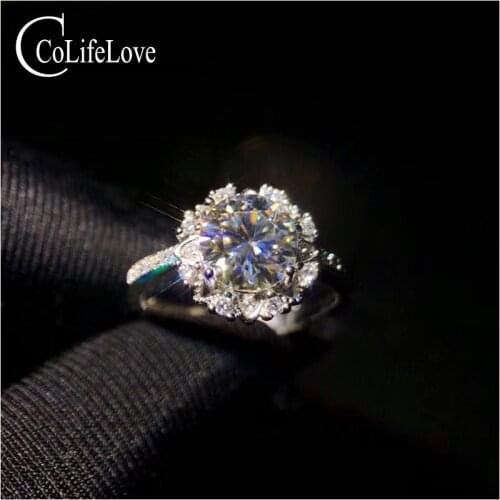 CoLife Jewelry Dazzling 925 Silver Moissanite Ring for Engagement 1.2 Ct IF Grade Moissanite Silver Ring Best Gift for Girl