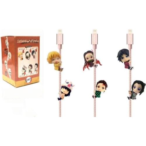 6 Pieces/set 6cm high quality Pocket Monster USB Protective Case Cable Bite Cosplay Accessory Protects Animals Smart Cover