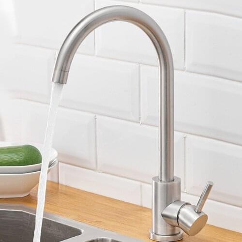 Zhangji 360 Degree Roating Stainless Steel Mixer Single Cold Water Kitchen Faucets Handle Single Hole Mixer Sink Tap