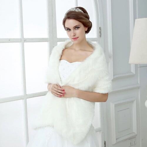 Hot Sale Warm Ivory Bolero Women Jackets Soft Faux Fur 160 CM One Size Wedding Accessories Bridal Wraps Shawls