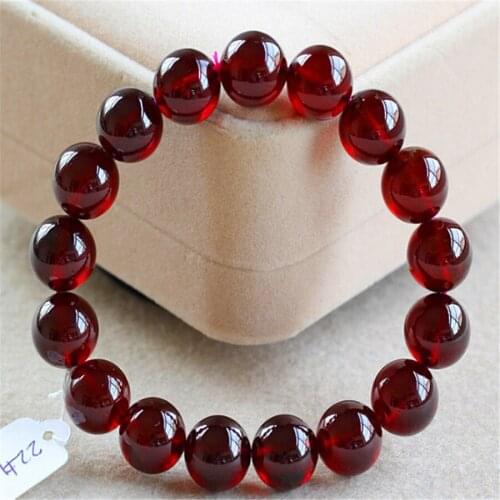 11mm Genuine Precious Wine Red Natural Stone Garnet Quartz Crystal Round Beads Bracelet For Women Stretch Charm Bracelet Femme