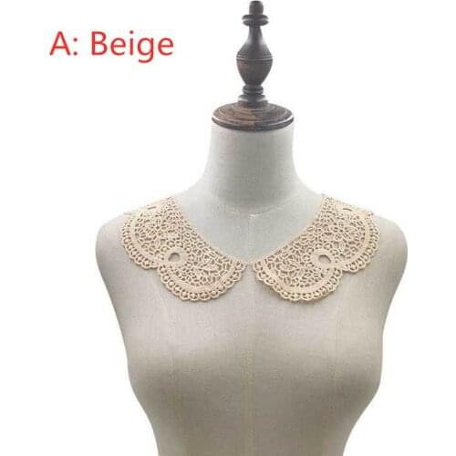 1 Pair Hollow Lace collar Black Crochet LACE Neckline Fake collar for DIY Sewing Garment dress blouse Sweater