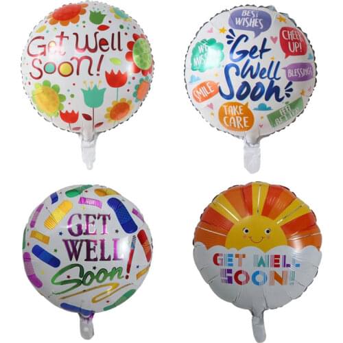 10pcs 18-inch round Rehabilitation aluminum balloon ward layout decorative balloon get well soon balloon Helium globos supplies
