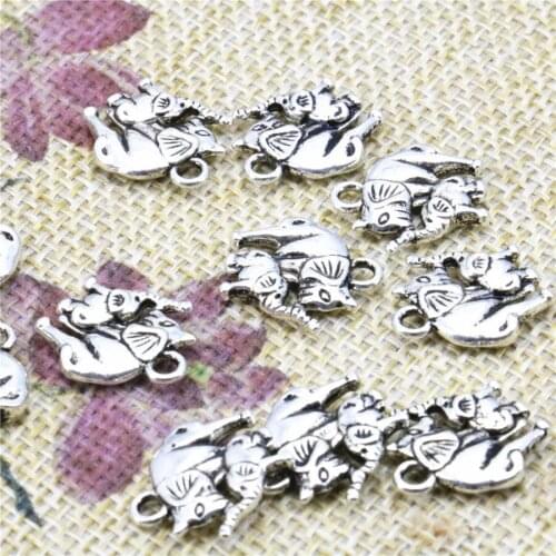 10PCS Hot Copper Metal Lucky Elephant DIY Loose Finding Accessories Pendant Girl Jewelry Making Women Girls Gifts 14x16mm Crafts