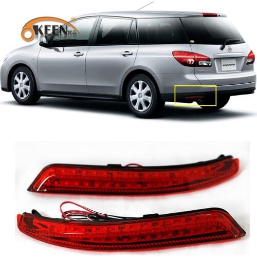 2Pcs For Nissan Wingroad Y12 / AD Van 2006-2014 LED Rear Bumper Lights Reflector Fog Tail Stop Brake Lamp