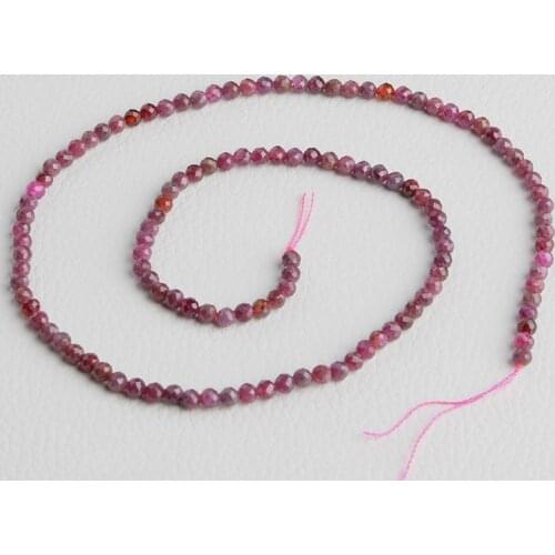 2pcs Natural Red Ruby Faceted Loose Round Beads 2-3mm