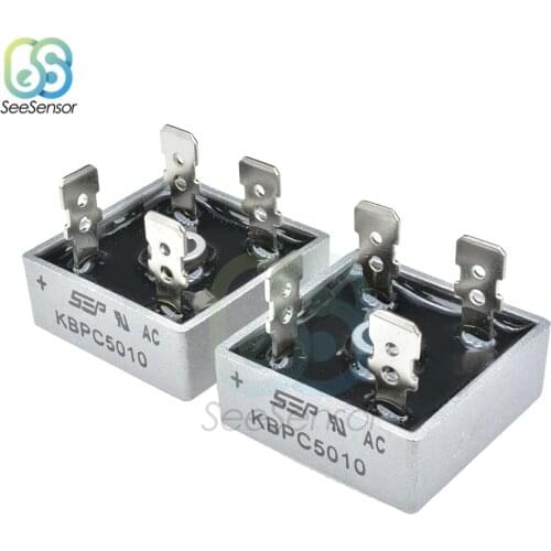 2Pcs/lot KBPC5010 Single-phases Diode Bridge Rectifier 50A 1000V KBPC 5010 Power Rectifier Diode Electronic Components