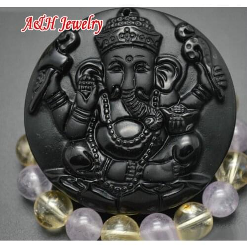 5pcs Natural Obsidian Carved Mixed Elephant God Chinese Dragon Buddha Pendant For Men and Women Jewelry Making