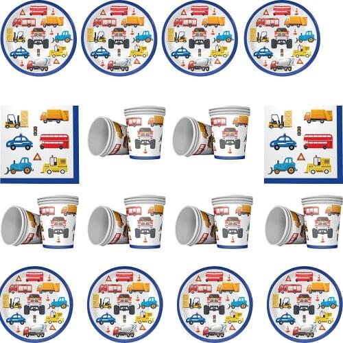 60pcs/lot Cartoon Car Baby shower party disposable set Birthday Party decoration kids party supplies cup + plate+Napkin