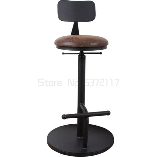 Iron back bar chair rotary lifting chair solid wood high stool household bar stool front desk bar chair