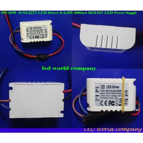 Free shipping Isolation 6W-10W AC85-277V LED Driver 3-4x3W 600mA DC9-15V LED Power Supply For Ceiling Lamp