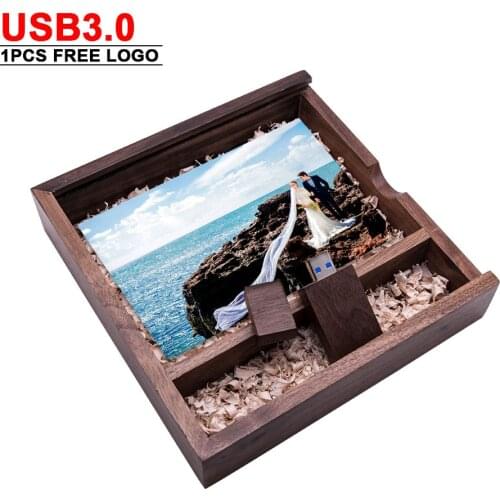Free Logo Walnut Maple Pen Drive Wood Photo Album Usb3.0+Box Usb3.0 Flash Drive Pendrive 8GB16GB 32GB Wedding Gift for Wedding