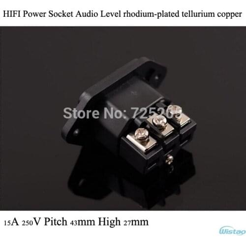 Audio Level HIFI Power Socket Tailstock Rhodium-plated Tellurium Copper 15A250V Pitch 43mm High 27mm No Soldering Free Shipping