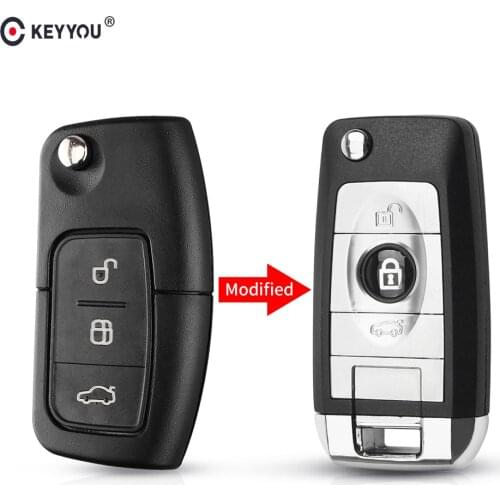 KEYYOU 3 Buttons Modified Filp Remote Case Fob Cover For Ford Focus Fiesta Mk C Max K Car Key Shell Case HU101 Blade