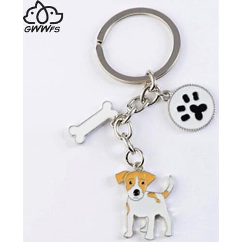 Jack Russell Terrier Key Chains For Women Men Alloy Metal Dog Pendant Key Ring Car Keychain Bag Charm Keyring gifts