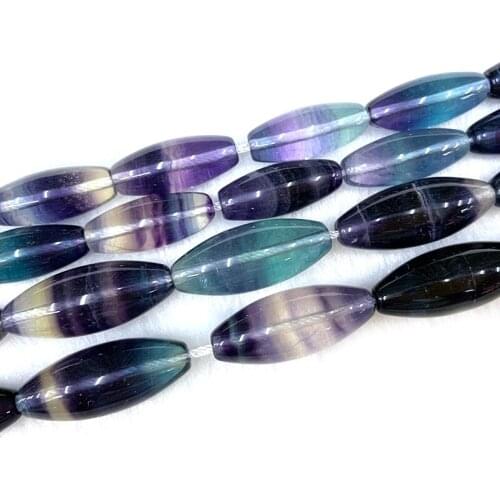 Natural Fluorite Stone Beads 15'' Oval Olive Rice DIY Loose Beads For Jewelry Making Beads Women Necklace Bracelet Earring Gift