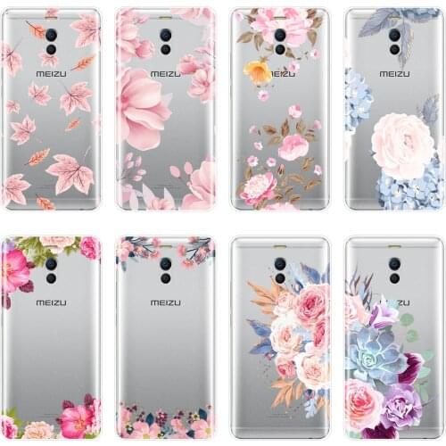 Rose Flower Pink Floral Soft Silicone Phone Case For Meizu M6 M5 M3 M2 Note Back Cover For Meizu M6 M6S M6T M5 M5C M5S M3 M3S M2