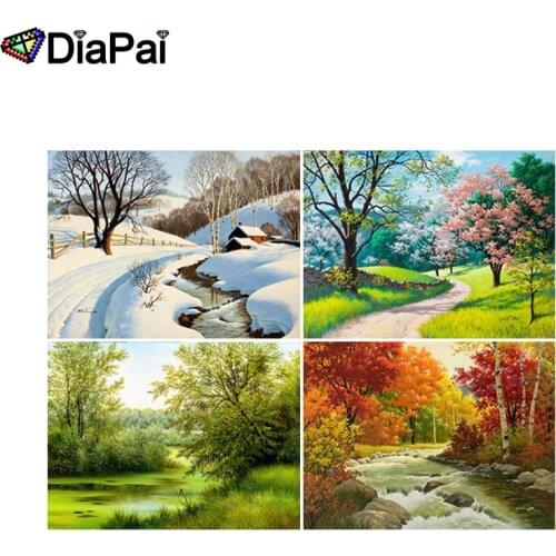 DIAPAI 100% Full Square/Round Drill 5D DIY Diamond Painting "Four seasons scenery" 3D Embroidery Cross Stitch Home Decor