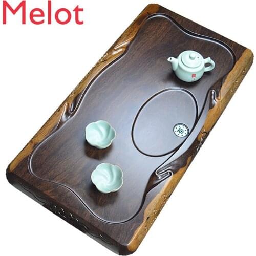 Ebony Tea Tray Kung Fu Tea Set Household Tea Tray Table Length Square Tea Pitcher Whole Solid Wood Large Trumpet Simplicity