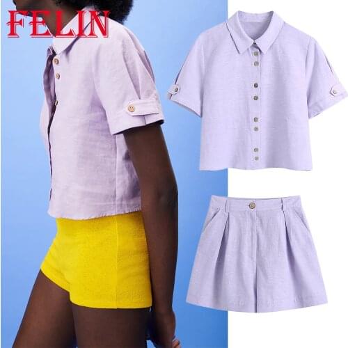 FELIN Za Summer Women Short Sets 2 Pieces Short Sleeve Oversized Tshirts Women and High Waist Drapped Shorts Fashion 2021 Suits