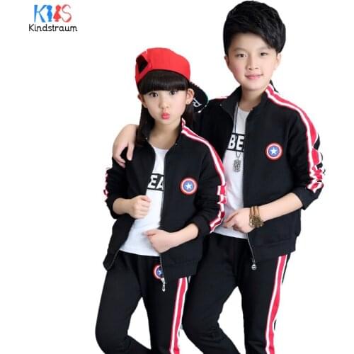 Kindstraum Boys & Girls Cotton Clothing Suits Children Spring Solid Coats + Trousers Wear Brand Soft Sports Sets for Kids,RC1674