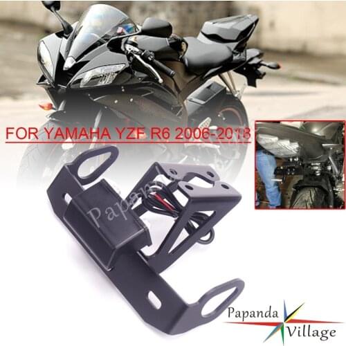 Standard Size Mount License Number Plate w/LED Light Registration Plate Frame Bracket for Yamaha YZF R6 2006-2018 2017 2016 2015