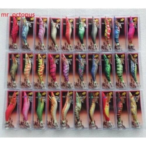 MR OCTOPUS 30pcs 2.5# squid jigs,squid hook ,fishing lure,WOOD SHRIMP 10cm.12g. wholesale jigs, hard lure ,fish tackle