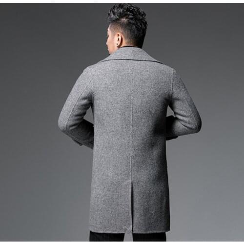 100%Wool Coat Autumn Winter Jacket Handmade Double-sided Woolen Coats Mens Fashion Outwear Abrigo Hombre XCH19002 Y1349