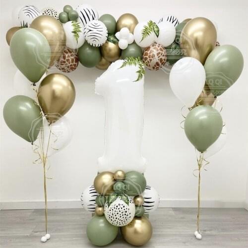 18pcs Jungle Animal Balloons Set 32inch Number Globos Jungle Safari Theme Kids 1 2 3 4 5 6 7 8 9 years Birthday Party Decoration