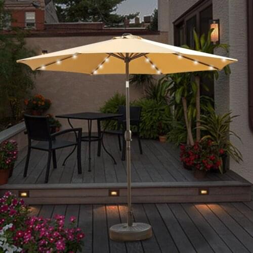 Outdoor Sunshade Outdoor Terrace Garden Outdoor Umbrella Solar LED Light Stall Umbrella Large Sun Umbrella Patio Umbrella