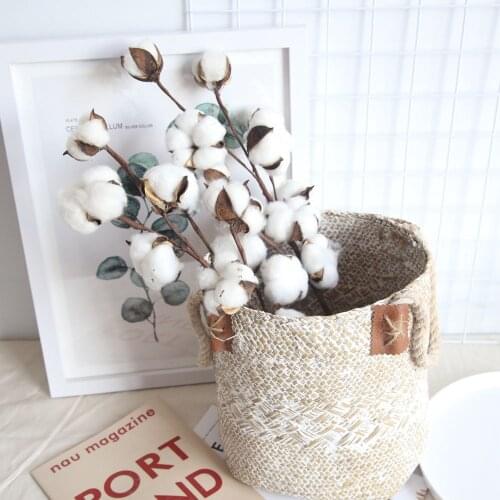 Naturally Dried Cotton Flower Artificial Plant Floral Branch Wedding Party Decor Fake Flowers Decor Boule de coton fleur séchée