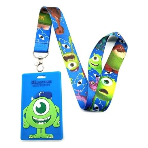 New 1 pcs Soft Silicone cartoon green eye Sign Card ID Holder With Hanging String Keychain TT-20