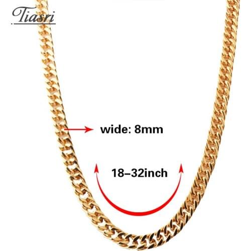 Tiasri Wholesale Retail Mens Necklace Bracelet Cuban Link chain Collar Choker Gothic Aesthetic Jewelry Stainless Steel Ornament