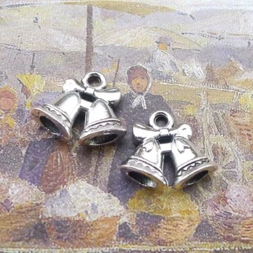 30pcs Small Bell Charm Tibetan Silver Color Pendant Fit Diy Bracelet Handmade Findings Jewellery Making Supplies Accessories