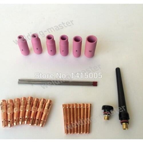 TIG Torch Consumable Welding Spare Parts Ceramic Nozzle / Collet Body / Collet / Electrode / Back Cap For WP-17 WP-18 WP-26