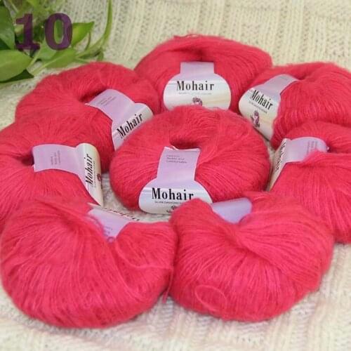 Sale New 8BallsX25g Luxury Soft Mohair Warm Wrap Shawl Hand Knit Crochet Yarn Pomegranate 291-10-8