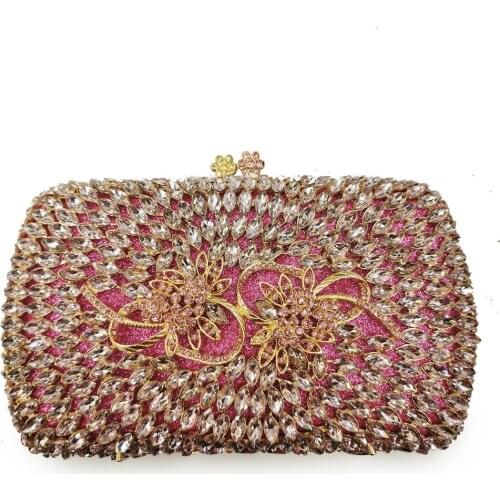 Luxury Silver Green Color Shinning Evening Bag Handbag Crystal Clutch Bag Women Evening Bags Wedding Purse Bride Pochette Bags