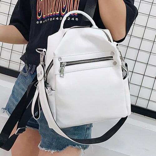 2021 Women Backpack Female PU Leather Shoulder Book Bag Ladies Multifunction Casual Fashion Small Bagpack Travel Bag for Girls