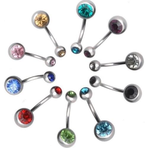 2PCS Crystal Steel Belly Piercings Navel Piercing Sexy Piercing Ear Piercings Navel Earring Body Jewelry Round Body Ring Jewelry
