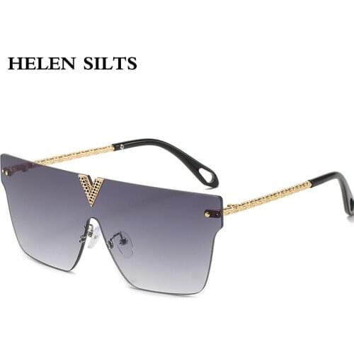2021 New Rimless Sunglasses Women Fashion Metal Flat Top One Piece Sunglasses Men Steampunk Frameless Gradient Colors Oculos