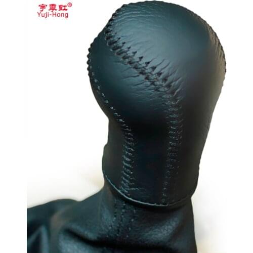 Yuji-Hong Car Gear Covers Case for Volkswagen Jetta MK2 2010 Manual Shift Collars Genuine Leather Auto Cover Hand-stitched