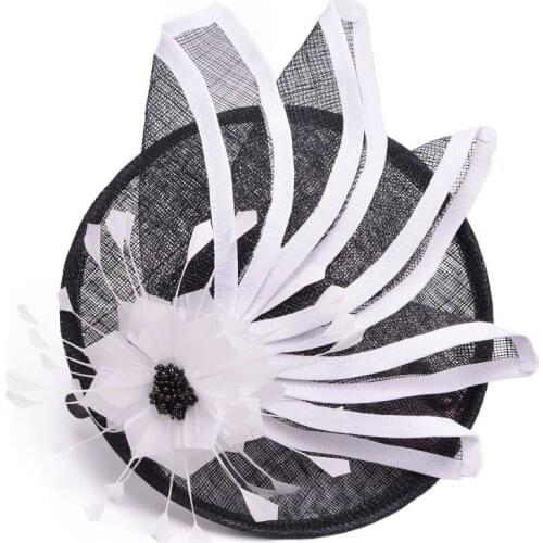 Kentucky Derby Fascinator Hat For Women White Flower Sinamay Ladies Hats Wedding Party Cocktail Headwear Female Headbands T213