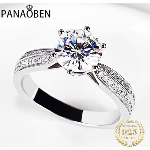 925 Sterling Silver Womens Rings Double Row Diamond Luxury Cute Romantic Exquisite Elegant Engagement Wedding Anniversary Party
