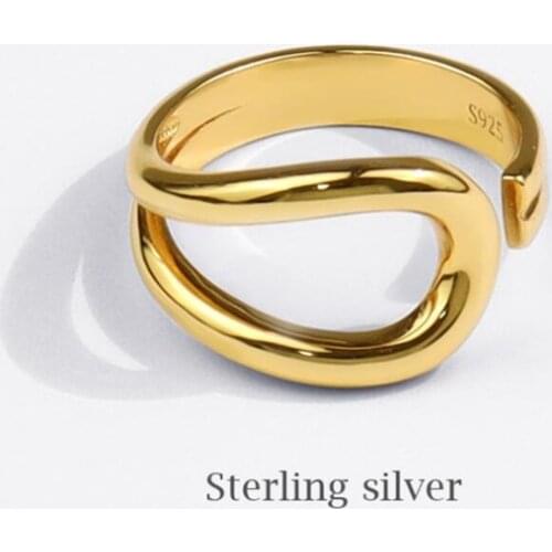 Sole Memory Geometry Creative Exaggeration Hip Hop 925 Sterling Silver Female Resizable Opening Rings SRI767