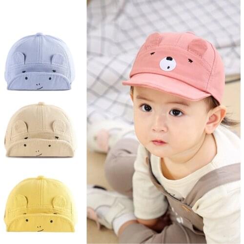 1pc New Baby Sunshade Cotton Hat Children Embroidered Bear Soft Brim Sunscreen Baseball Cap