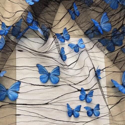 1Yard 2020 Hot Selling Mesh Lace Butterfly Pattern Net Fabric For Dress Wedding Decoration DIY Material Mesh Fabric M10705