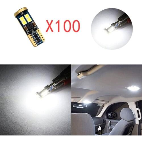 100Pcs/Lot White T10 W5W Canbus No Error Free 3030 12SMD LED Bulbs For 168 194 Car Interior Dome Map License Plate Lights