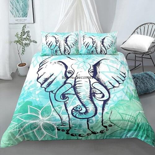 Cartoon Elephant Animal Figure Bohemia Thailand Ethnic Style Bedding Set Duvet Cover Bedding Luxury Home Textile 2-3 Pieces