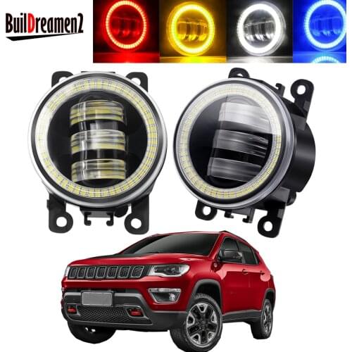 2 Pieces Car Angel Eye Fog Light Assembly LED Lens DRL Fog Daytime Running Lamp 30W 6000LM 12V For Jeep Compass MP 2017 2018